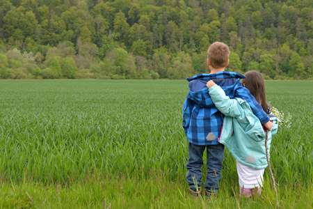 Kids in Field (stock photo)